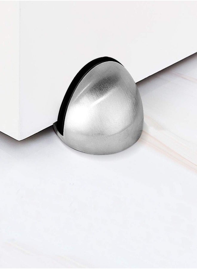 Floor Door Stoppers, 4 Pack Stainless Steel Door Stops Oval Floor Mounted with Screws and Self-Adhesive Pads- Sound Dampening Rubber Buffer, Durable for Home  Office Use - Image 5